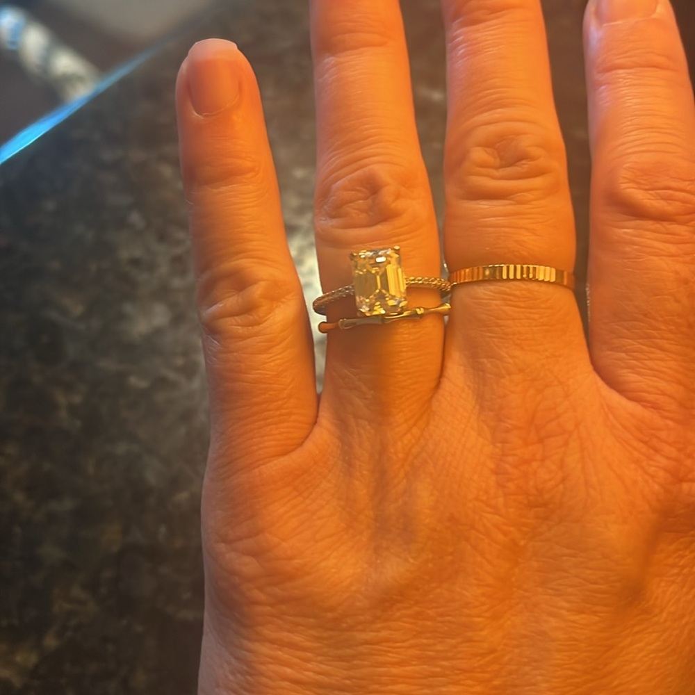 Silver Emerald Cut Ring with Moissanite 3 carat - Picture 2 of 5